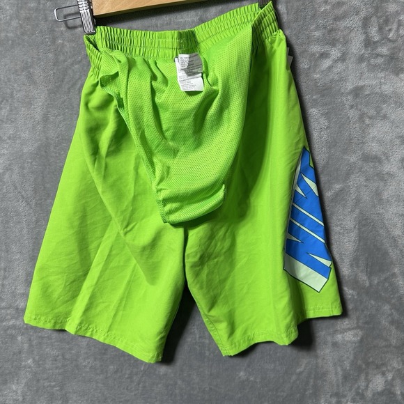 Nike Swim Shorts Youth XL Neon Green Blue Logo Mesh Lined Trunks NWT - Picture 6 of 10